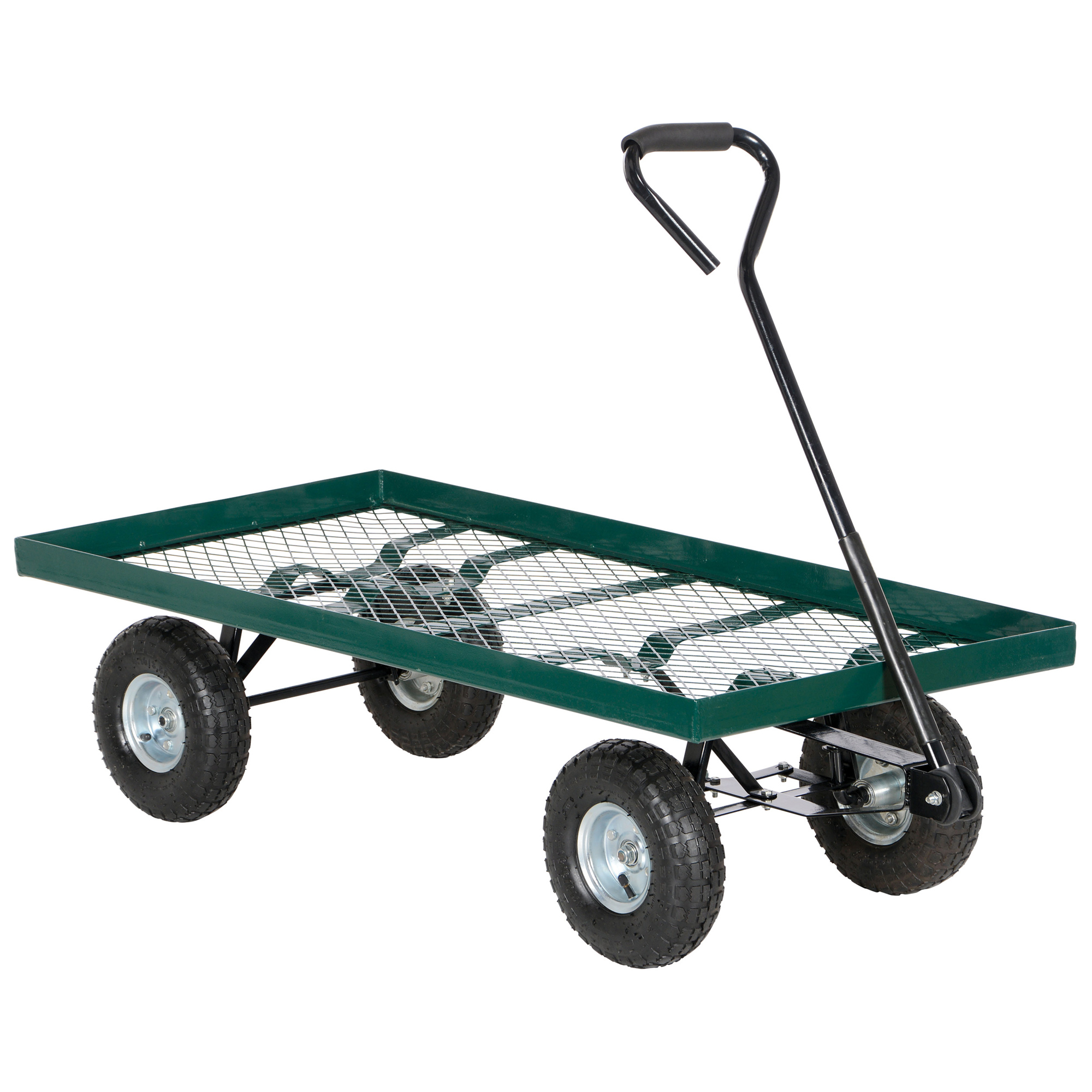 Vestil Landscape Cart Platform - 500 lb Capacity, Pneumatic Tires, Steel Mesh Sides, Model# LSC-2448-PT